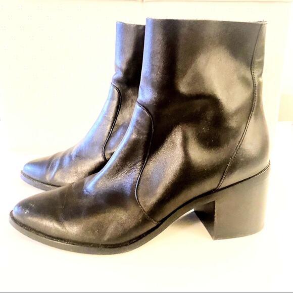 Treasure and Bond Leather Almond Toe Ankle Boot Bootie Black Womens 10 - Picture 1 of 8